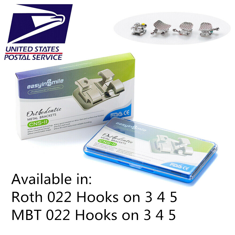 Easyinsmile Dental Orthodontic MINI Metal Brackets Roth/MBT 022 Hook 345 Braces