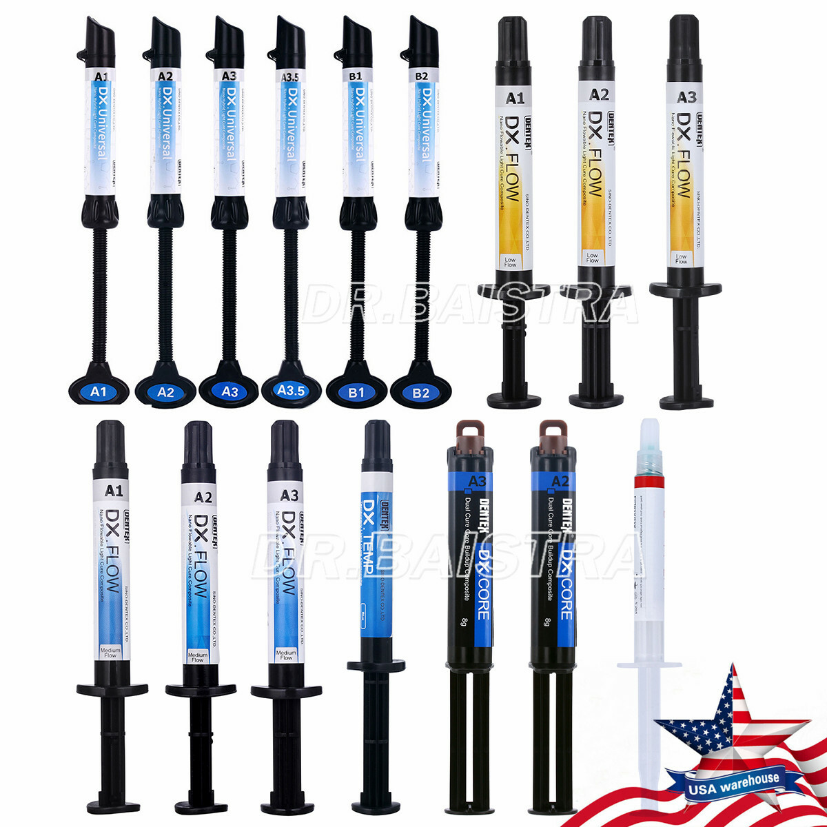 Dental Flowable Light Cure /Universal Composite Resin/Dual cure Resin A1 A2 A3