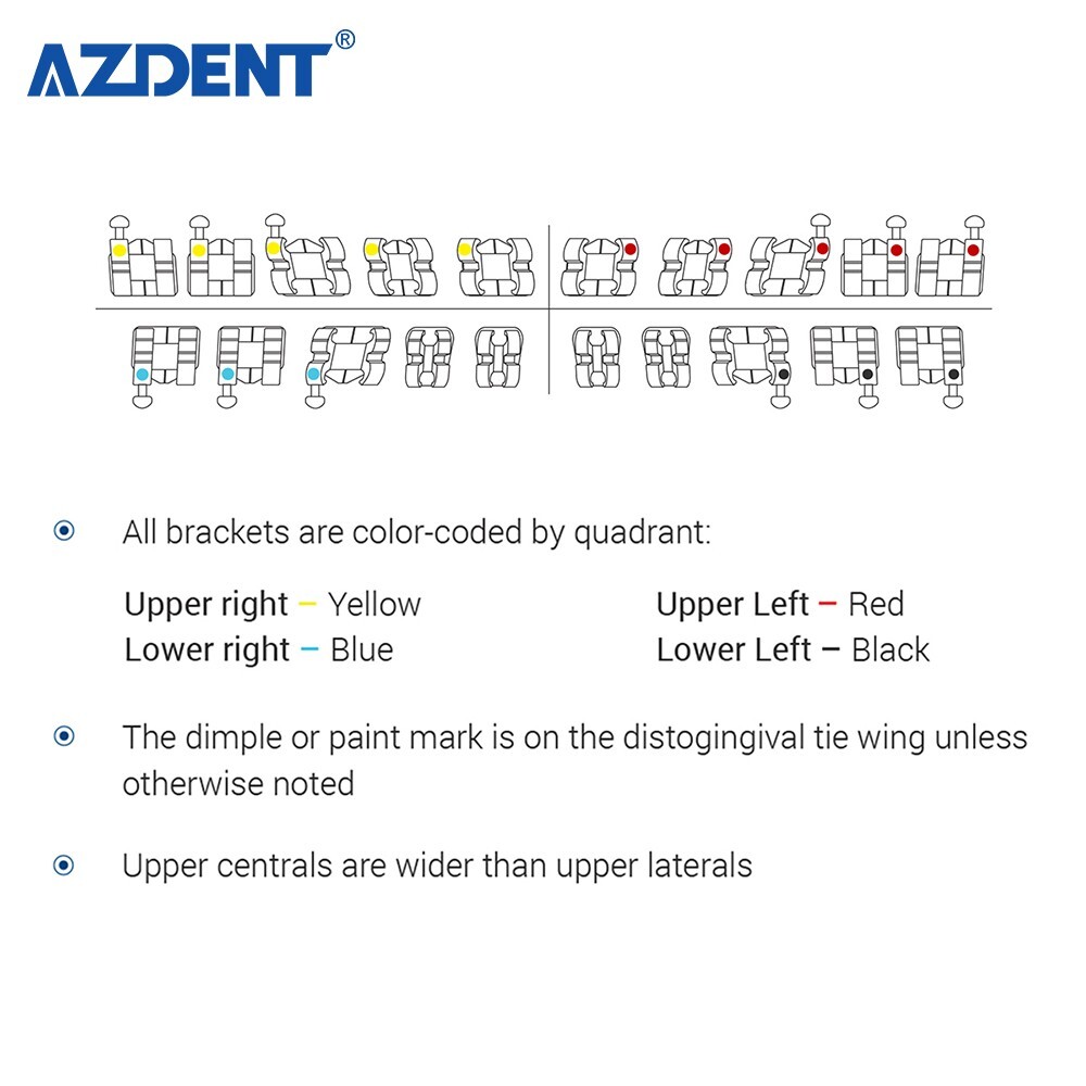 10 Kits AZDENT Dental Orthodontic Metal Bracket Braces Mini Roth .018 Hooks 345
