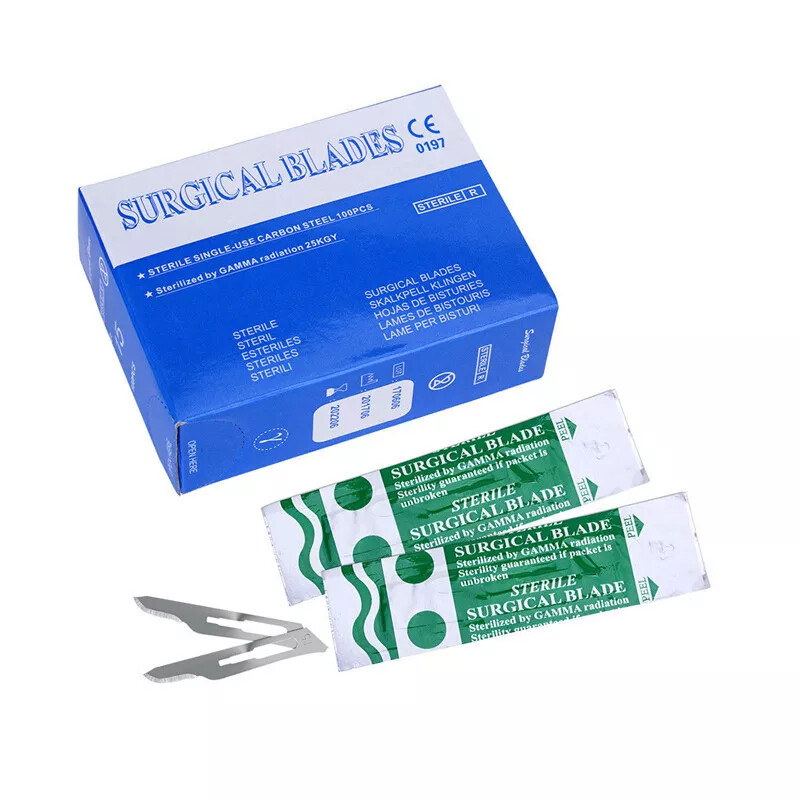 100Pcs Dental Surgical Scalpel Blades Size 10#11#12#15 Sterile Carbon Steel