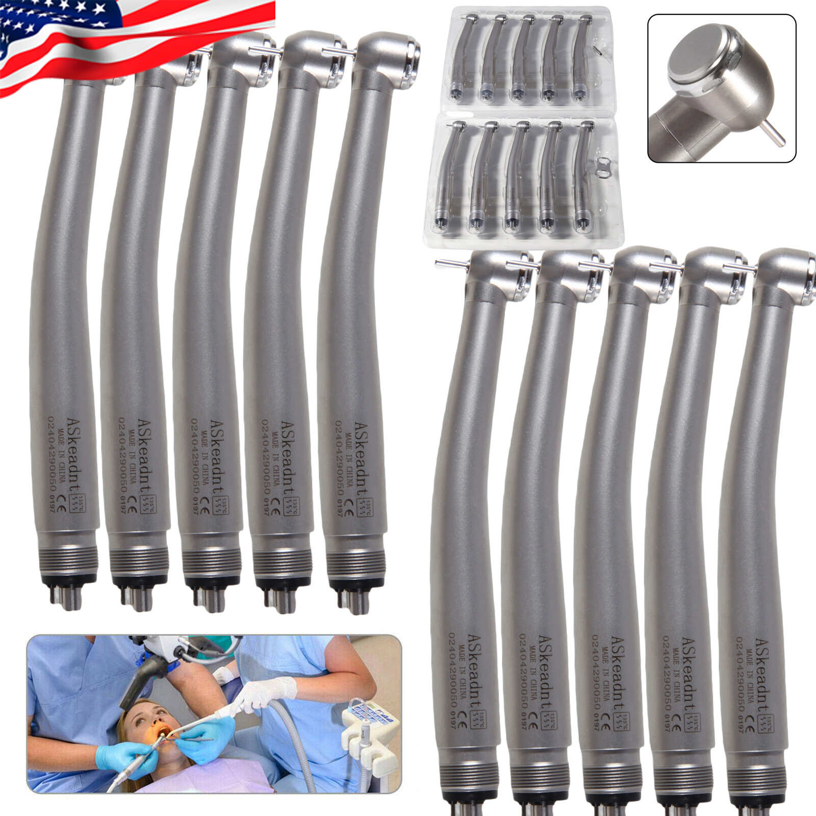 1/10 Pcs Dental Pana Max High Speed Turbine Handpiece 4 Hole Push Button type ds