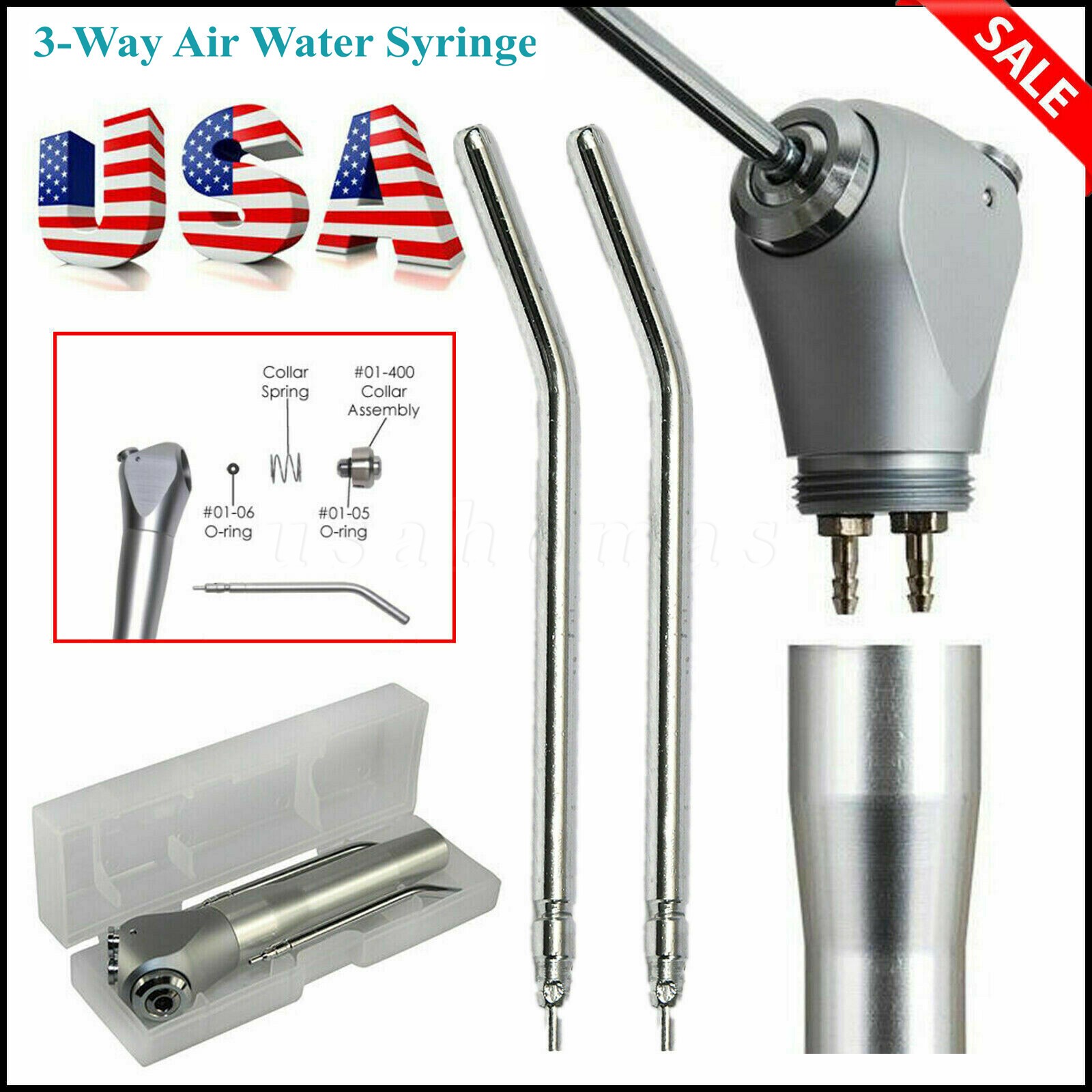 Dental Three Way 3 Way Syringe Air Water 2 Nozzles Triple Way Spray