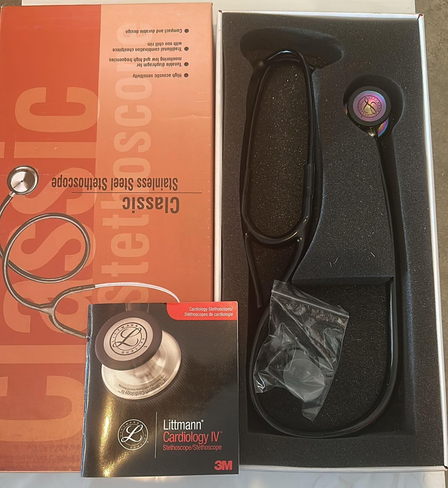 3M Littmann Cardiology IV Stethoscope, 6165, Rainbow-Finish Chestpiece Black 27″