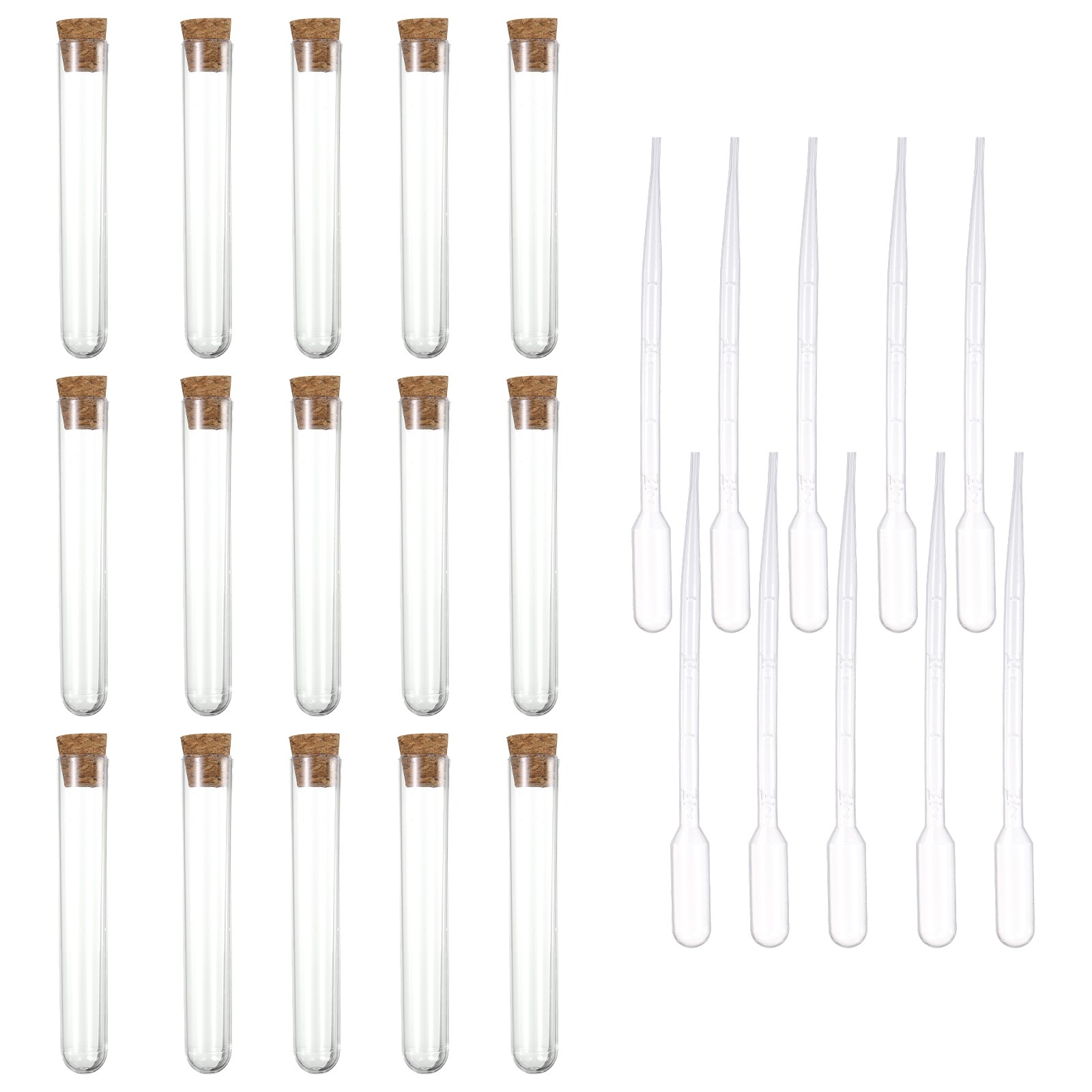20 Pcs 12x75mm (5ml) Test Tubes with Cork Stoppers and 10 Pcs 2ml Droppers