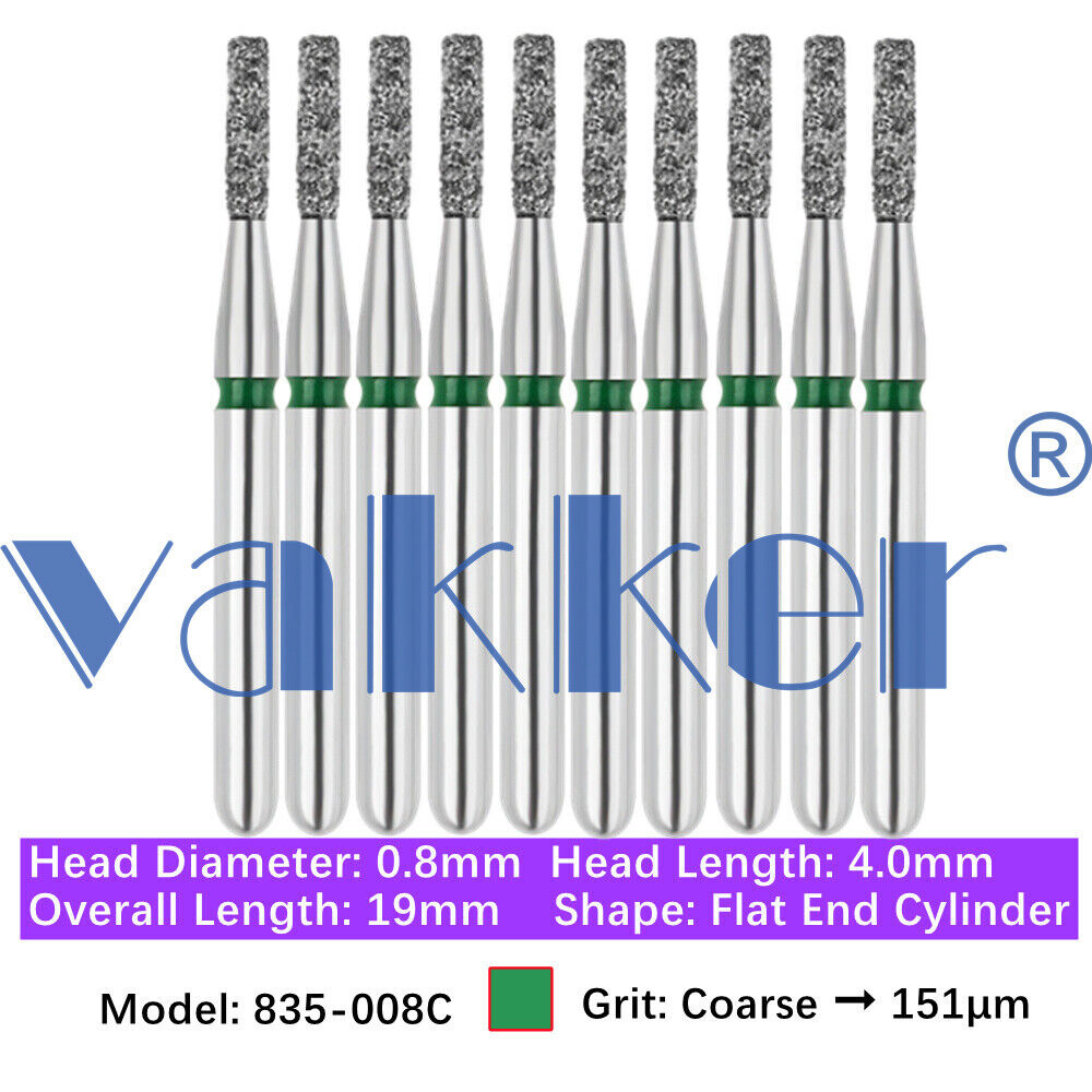 10pc/pk Dental FG Diamond Burs High Speed Flat/Round End Cylinder Polishing Burs