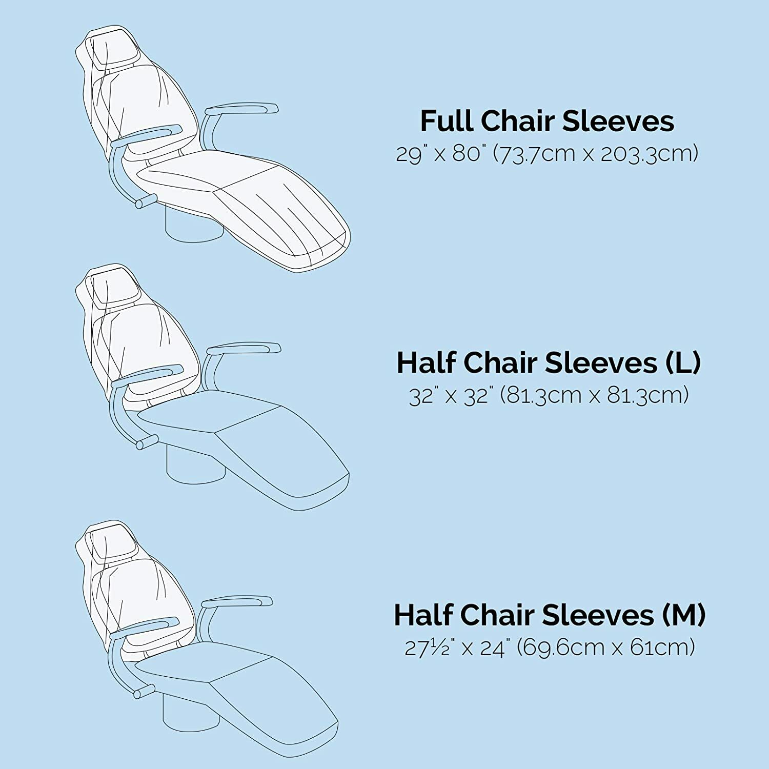 3Box Dental Half Chair Cover Sleeve 32″x32″ Disposable Chair Protector