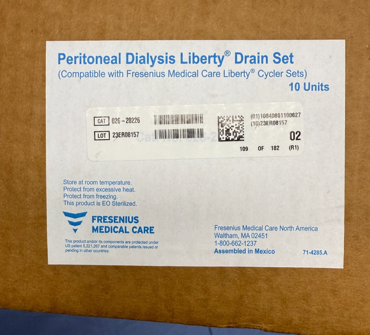 Box Of 9 Sealed Sets (Open Box) Peritoneal Dialysis Liberty Drain Set 026-20226