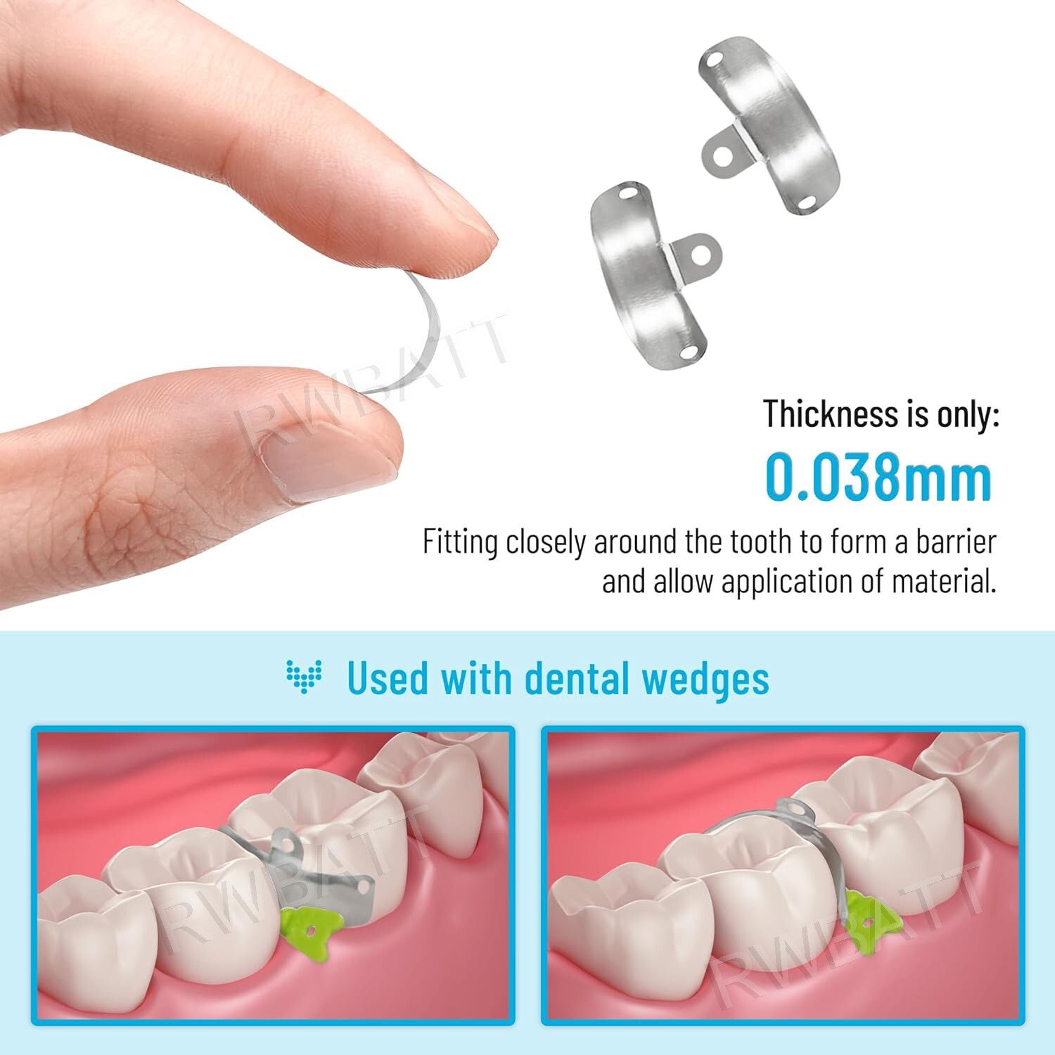 Dental Matrix Bands Ring Sectional Matrice Clamp Wedges Fit Palodent V3 System
