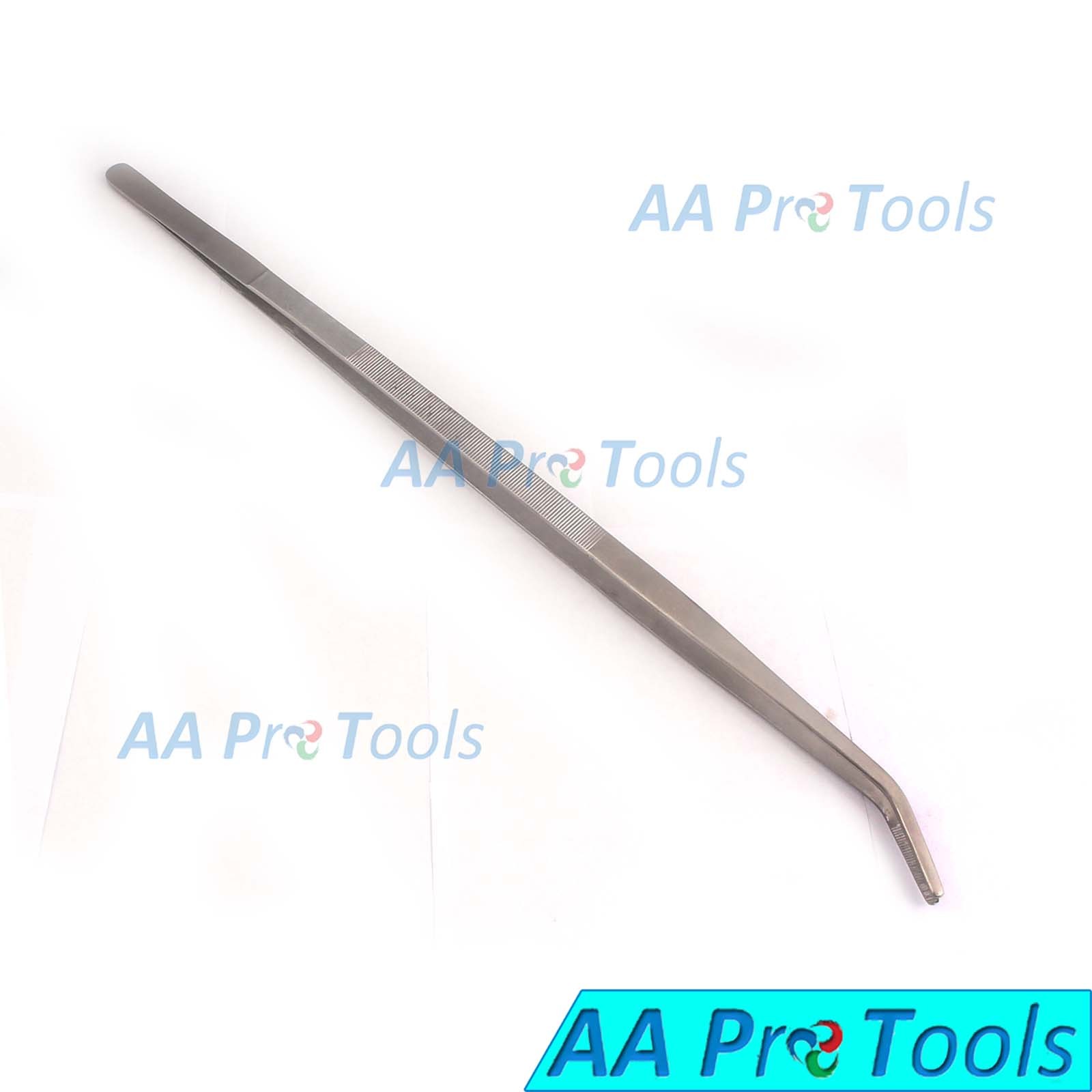 AA Pro: Extra Long Tweezers 24″ CURVED TIP Dressing Forceps Stainless Steel