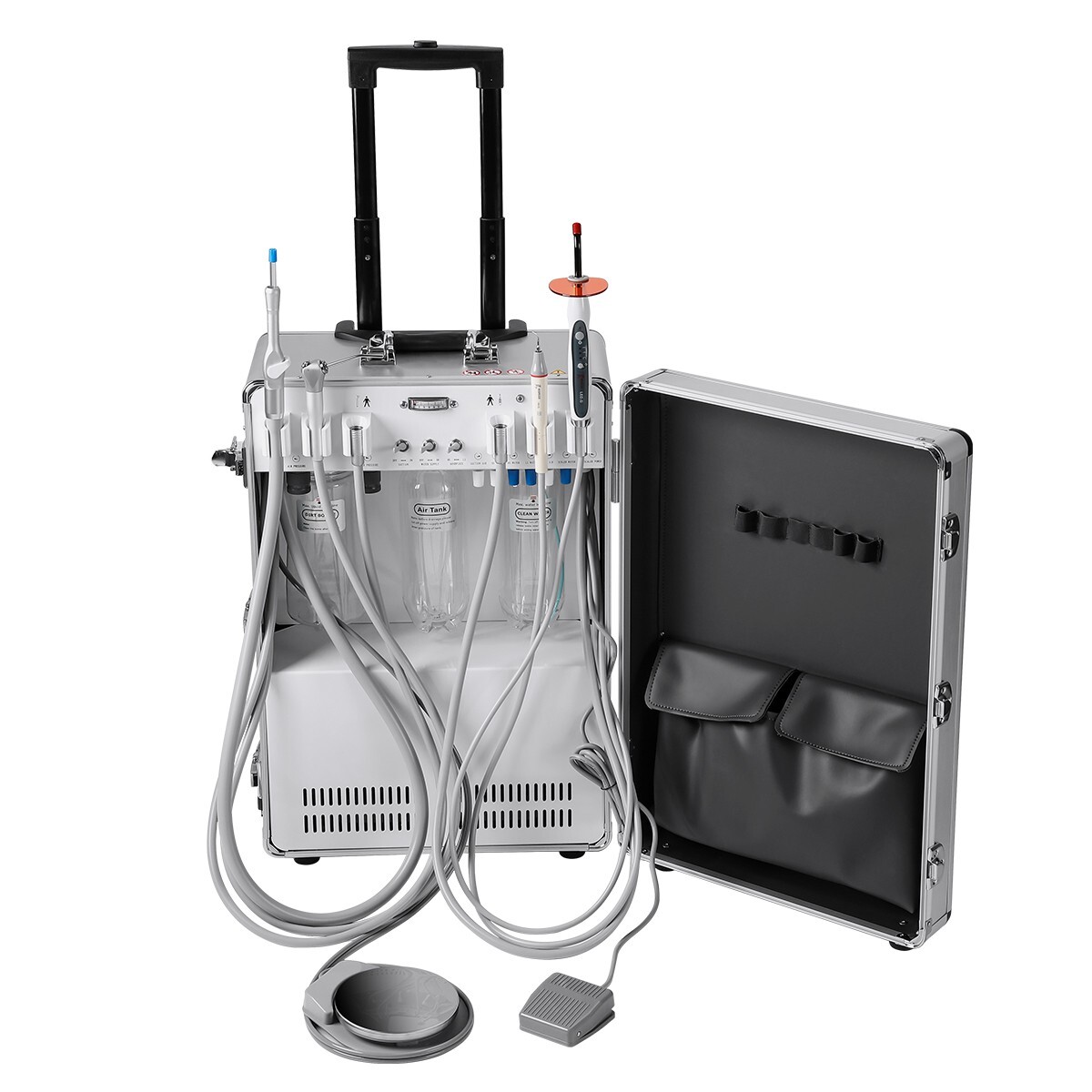 Dental Delivery Unit Cart Air Compressor Suction+LED Curing Light+Scaler P206