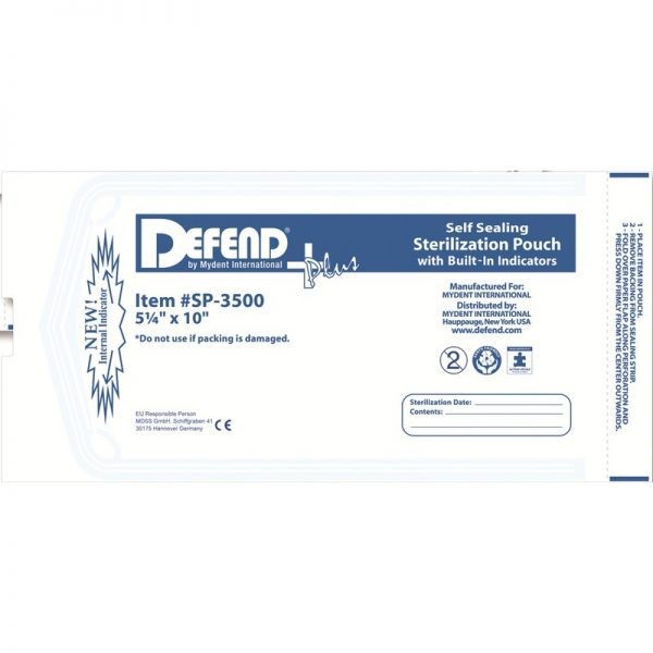 Mydent SP3500 Defend Plus Self Sealing Sterilization Pouches 5.25″ X 10″ 200/Box