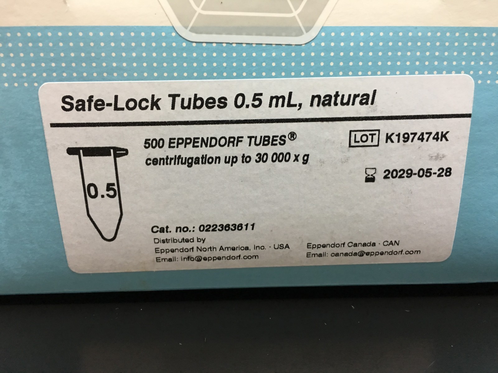 Eppendorf Cat No 022363611 Safe-Lock Tubes 0.5mL Natural