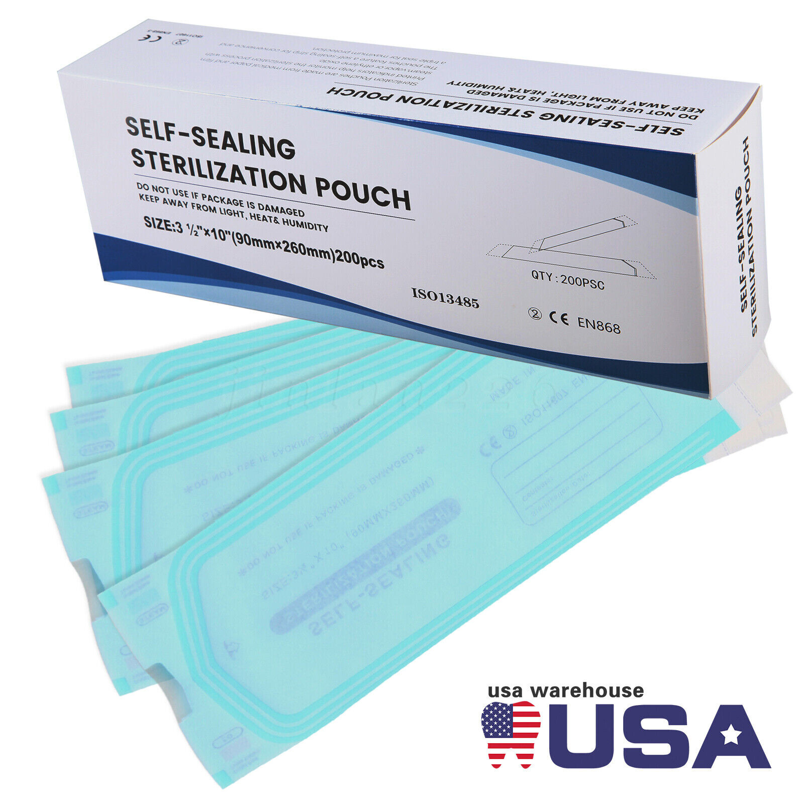 4000 3.25″ x 12″ Self Sealing Dental Sterilization Pouches Autoclave Bags