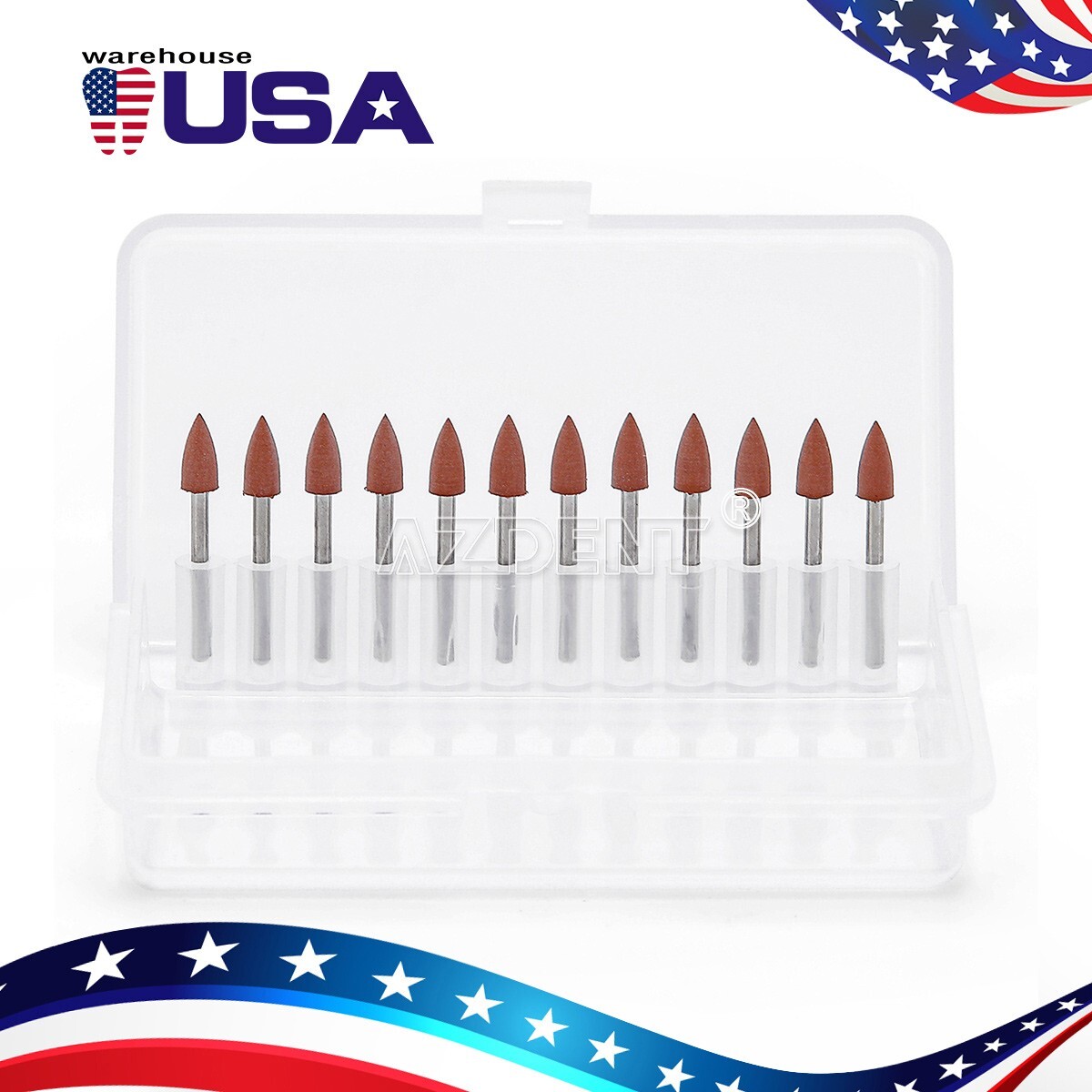 12pcs AZDENT Dental Brownie Polisher Friction Grip 0413 FG Mini Points FG 1.6mm