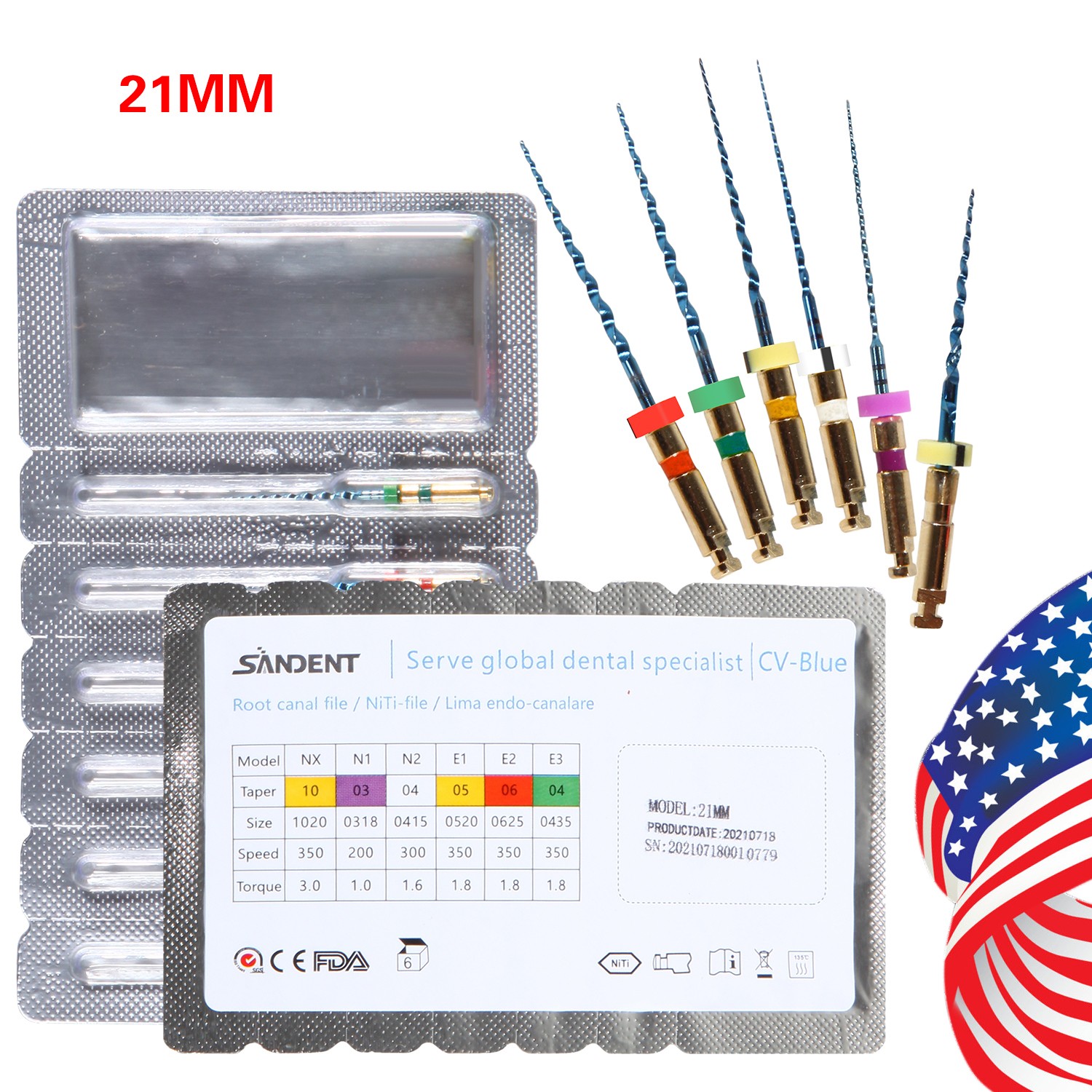 6X Endo Rotary files X-Pro Gold Taper Root Canal endodontic files 21MM