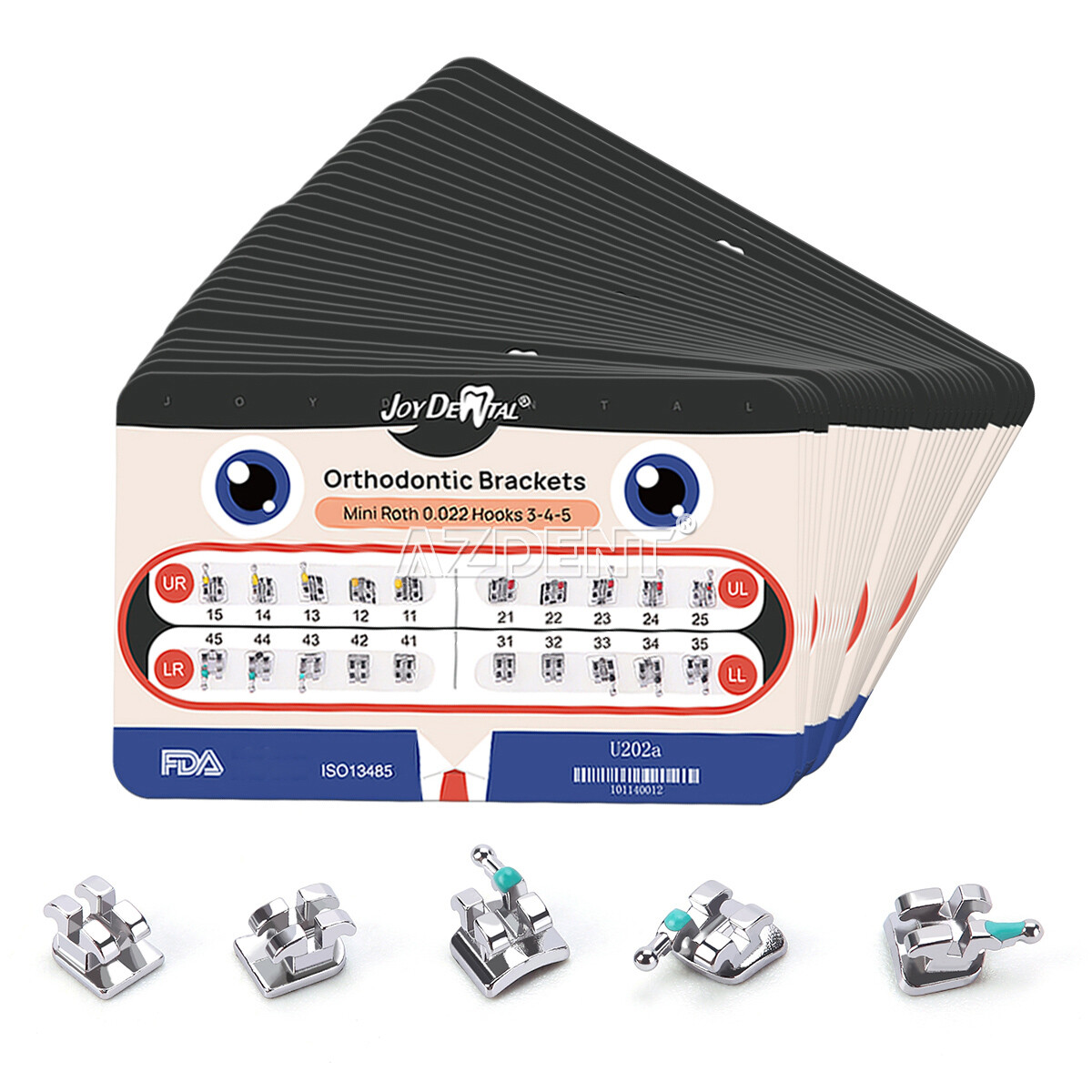 AZDENT Dental Orthodontic Bracket Braces Mini Slot MBT Roth .022/.018 Hooks 345