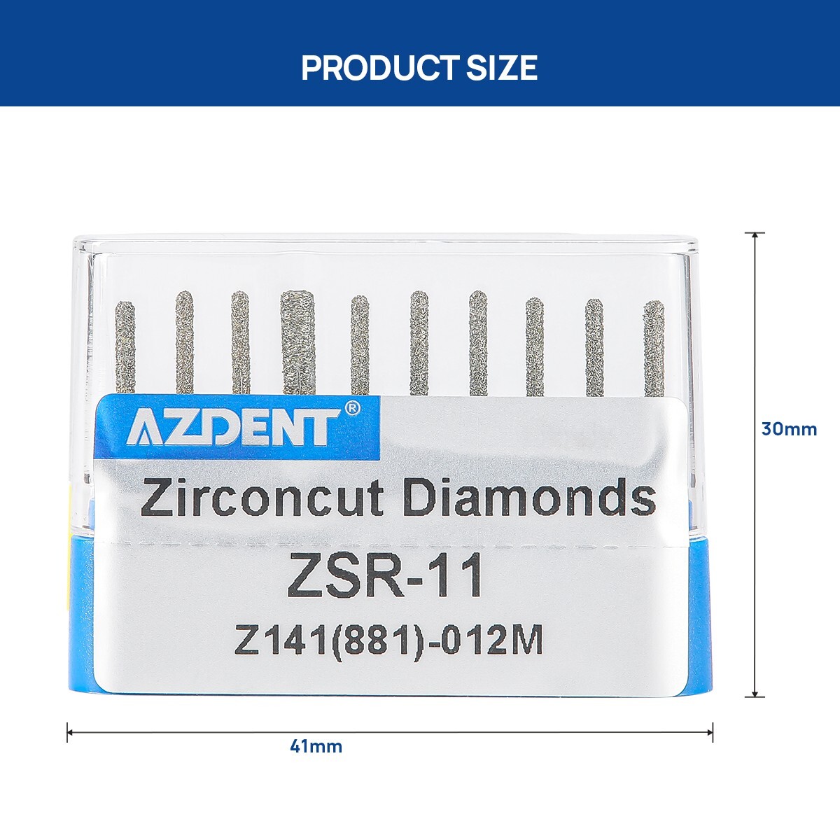 AZ Dental Zirconia Oxide Cutting Diamond Burs ceramic Drills FG1.6mm 10Pcs/Pack