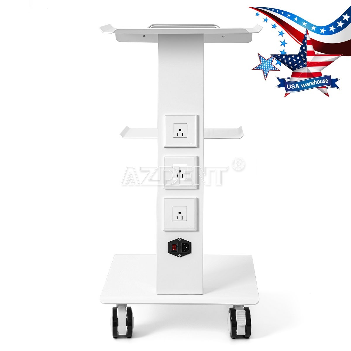 Hospital Stainless Steel Three Layers Serving Medical Cart Dental Lab Trolley GT