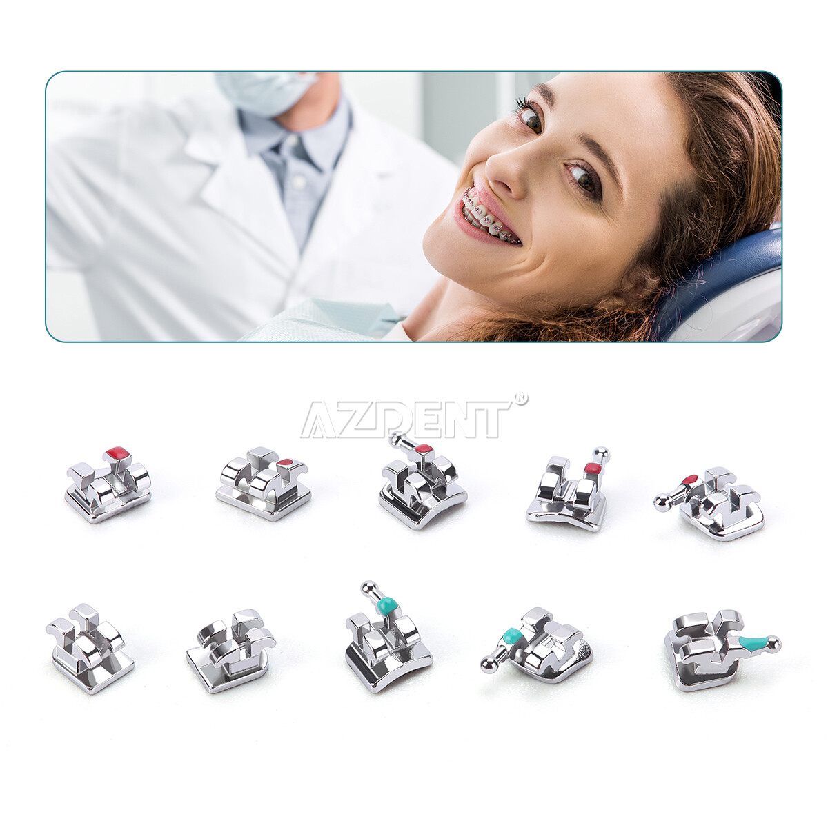 Dental Orthodontic MIM Monoblock Bracket Mini MBT/Roth 0.022/018 with 3-4-5 HooK