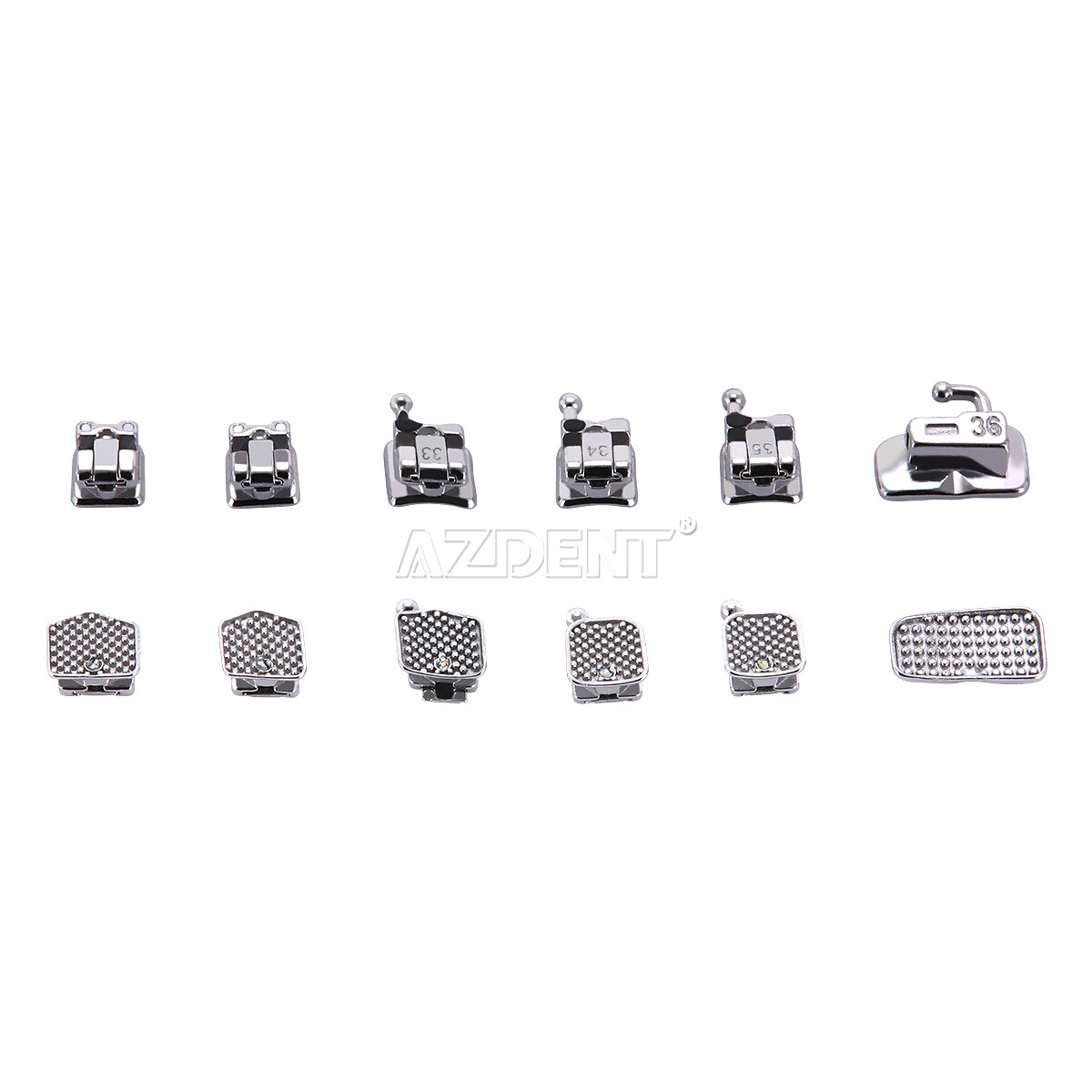 AZDENT Dental Self-Ligating Brackets Orthodontic Braces Roth/MBT.022 Hook345 FDA