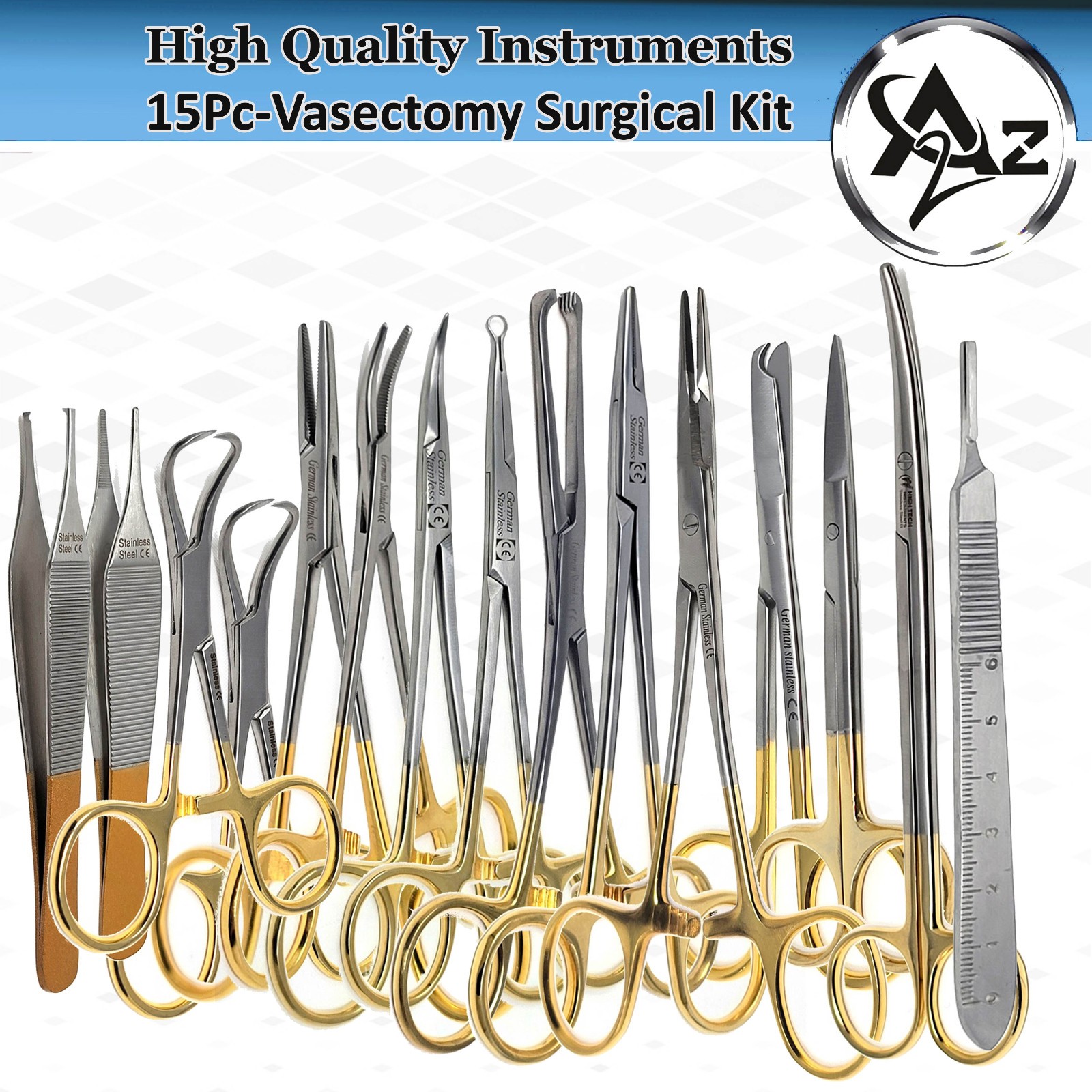 15Pc German Sutureless Vasectomy Set, Needle Holder Urology Surgical Instruments