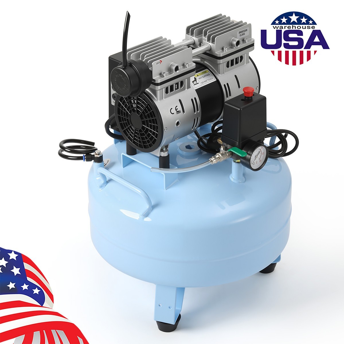24L Portable Dental Air Compressor Oil Free Silent Air Pump 600W 118 L/min
