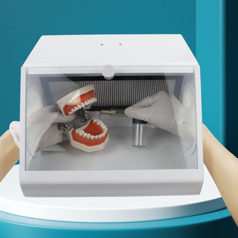 Dental Grinding Polishing Box Lapping Protector Sandblasting Dust-proof Case LED
