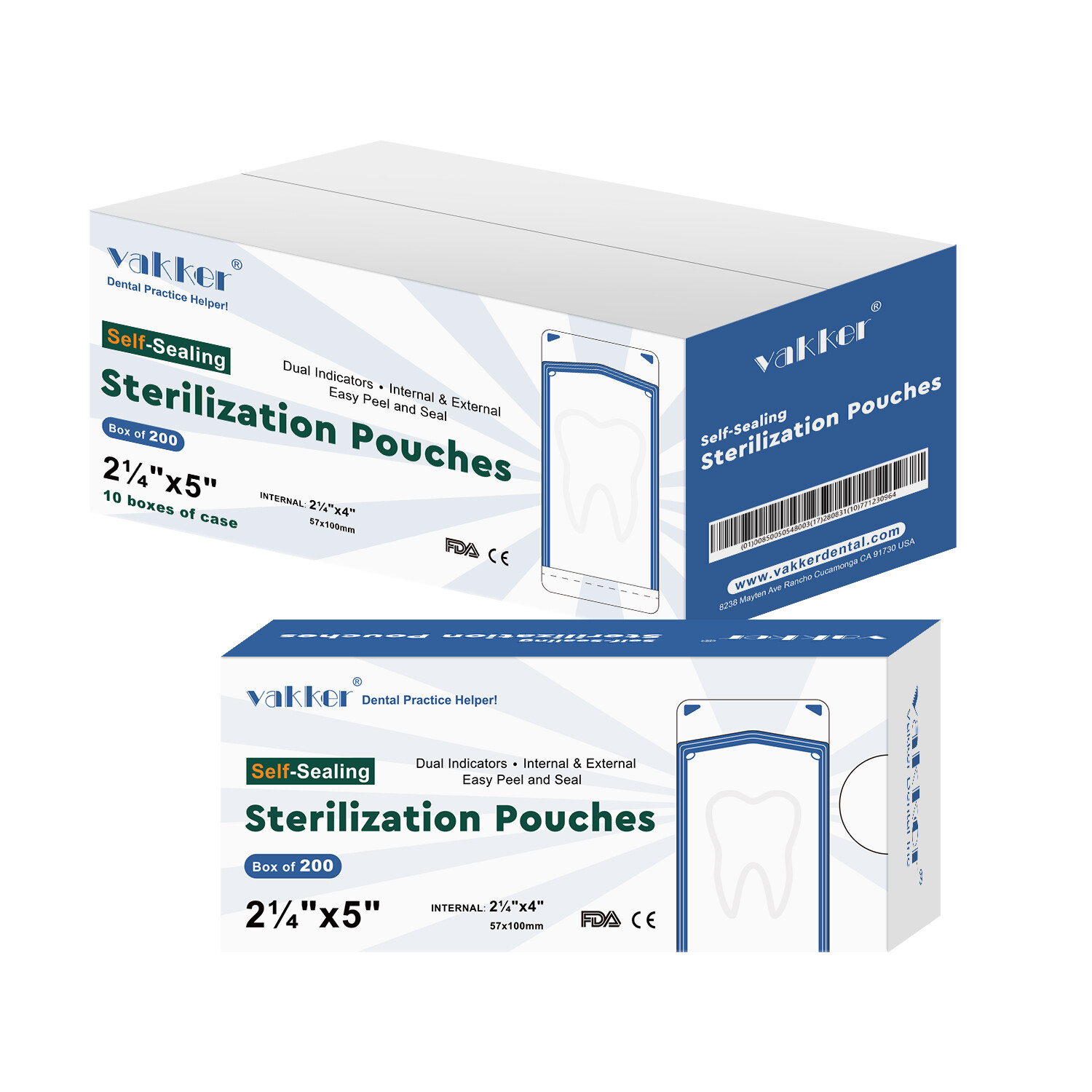 Vakker 1000pc 2.25″ x 5″ Self Sealing Dental Sterilization Pouches Autoclave Bag