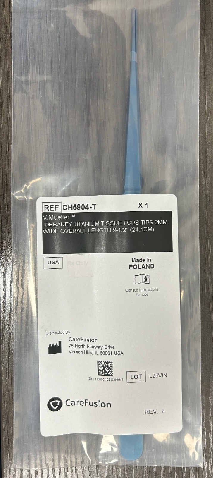 V.Mueller CH5904-T 9.5″ DeBakey Titanium Tissue Forceps 2mm Wide Tip -BRAND NEW