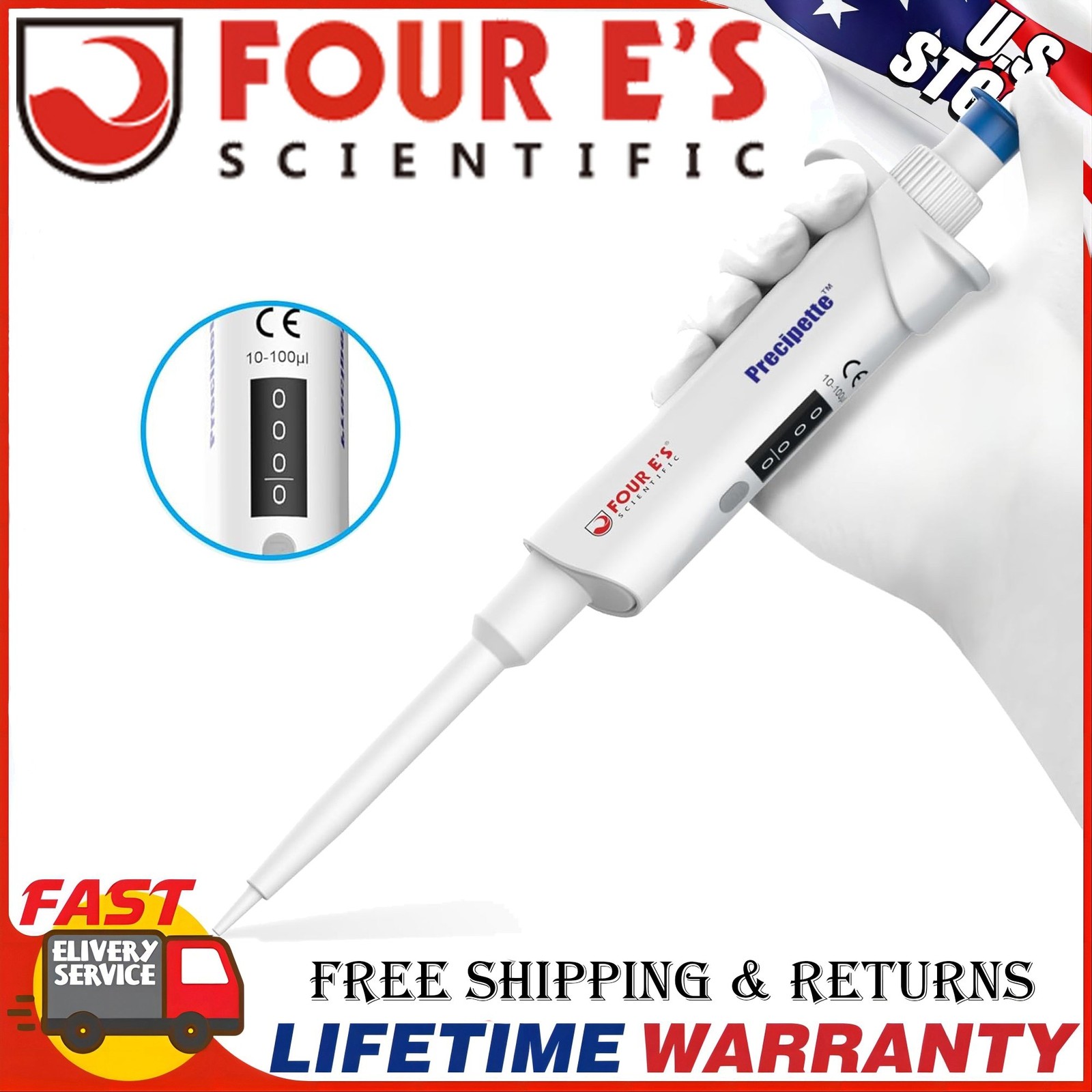 0.1μl-10ml Micropipette 100x Lab Pipettor Tips Adjustable Single Channel Pipette