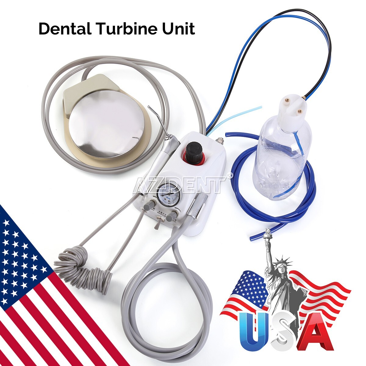 Portable Dental Turbine Unit 4 Holes 3 Way Syringe Work with Air Compressor UPS