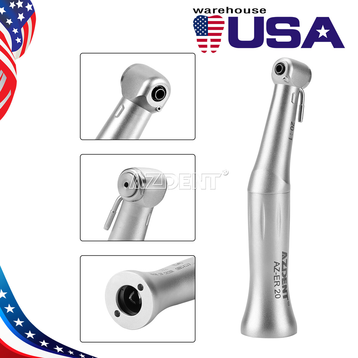 Dental E-Type 20:1 Push Button Implant Contra Angle Low Speed Handpiece