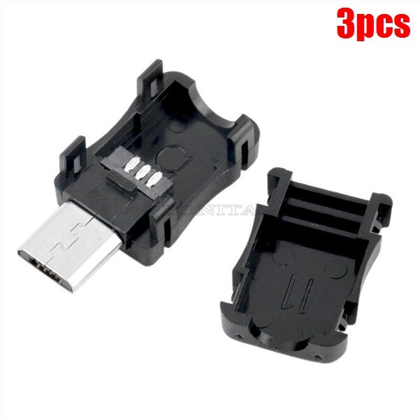 3Pcs Micro Usb 5 Pin Plastic Cover T Port Male Plug Socket Connector Ic New pa