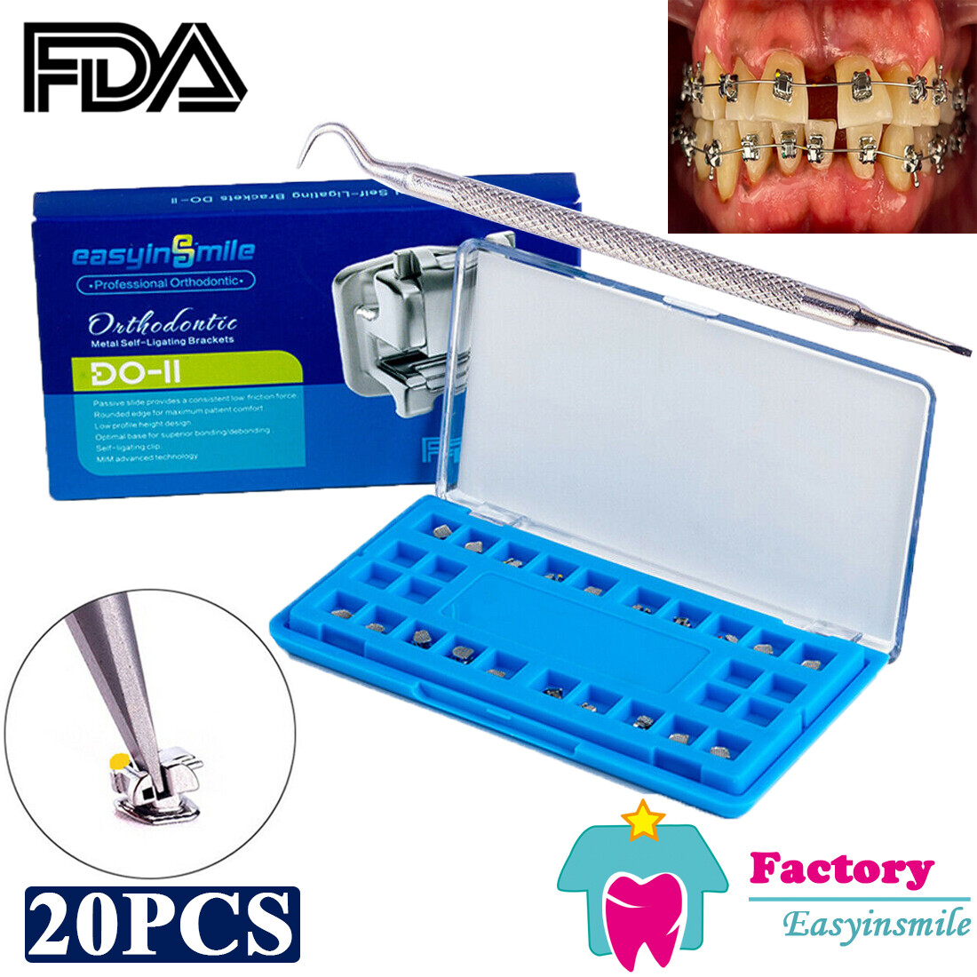 Dental Orthodontic Brackets Passive Self-ligating MINI Metal Braces ROTH/MBT 022