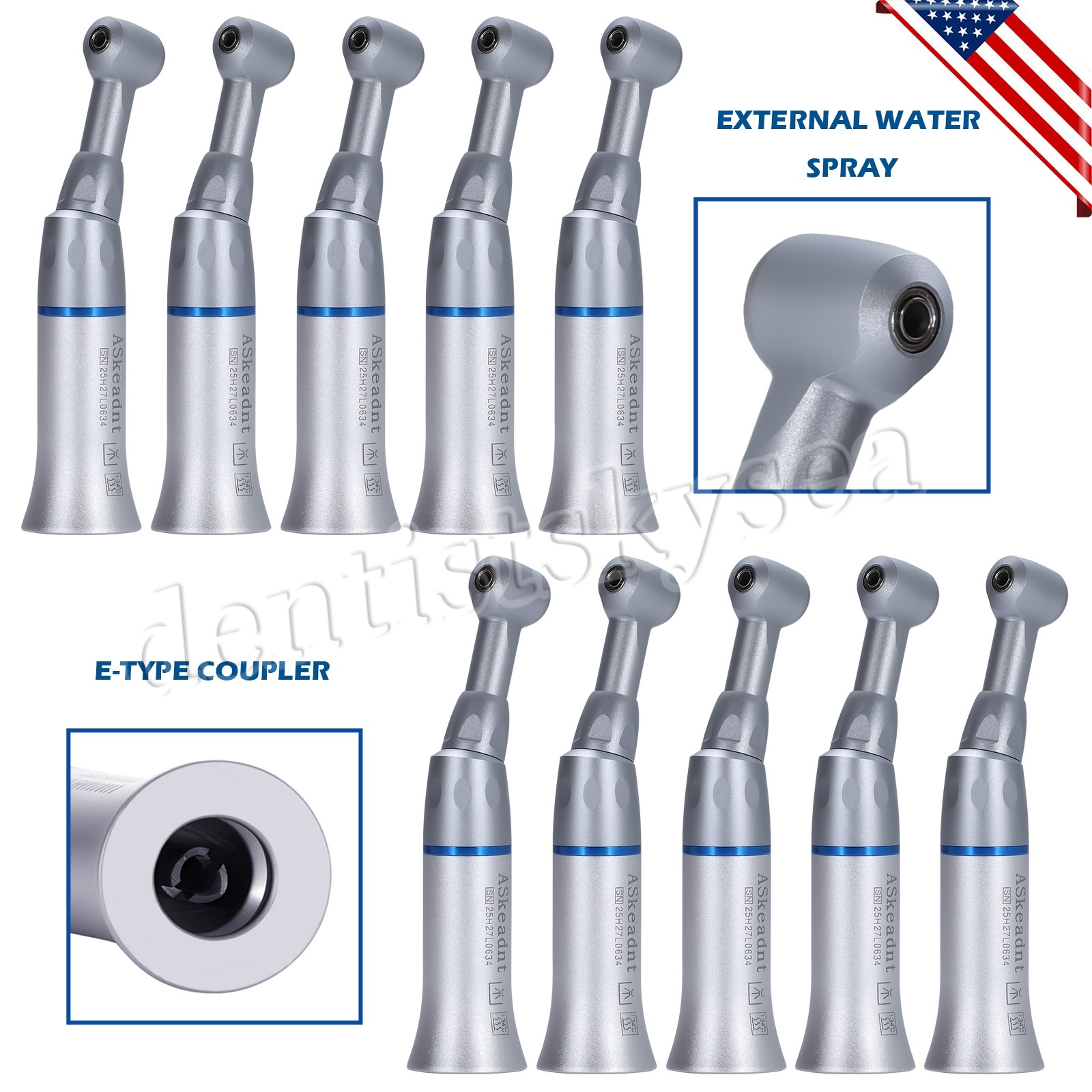 10X YAD Dental Low Speed Handpiece Push Contra Angle Fit NSK E-type USPS