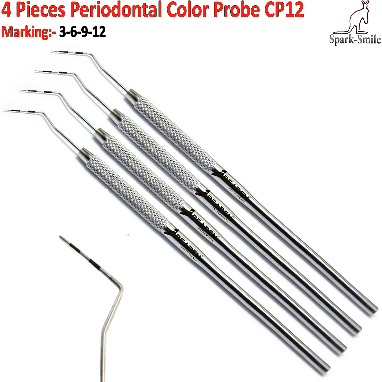 Dental CP12 Perio Periodontal Color Coated Tooth Examination Probes Measuring X4