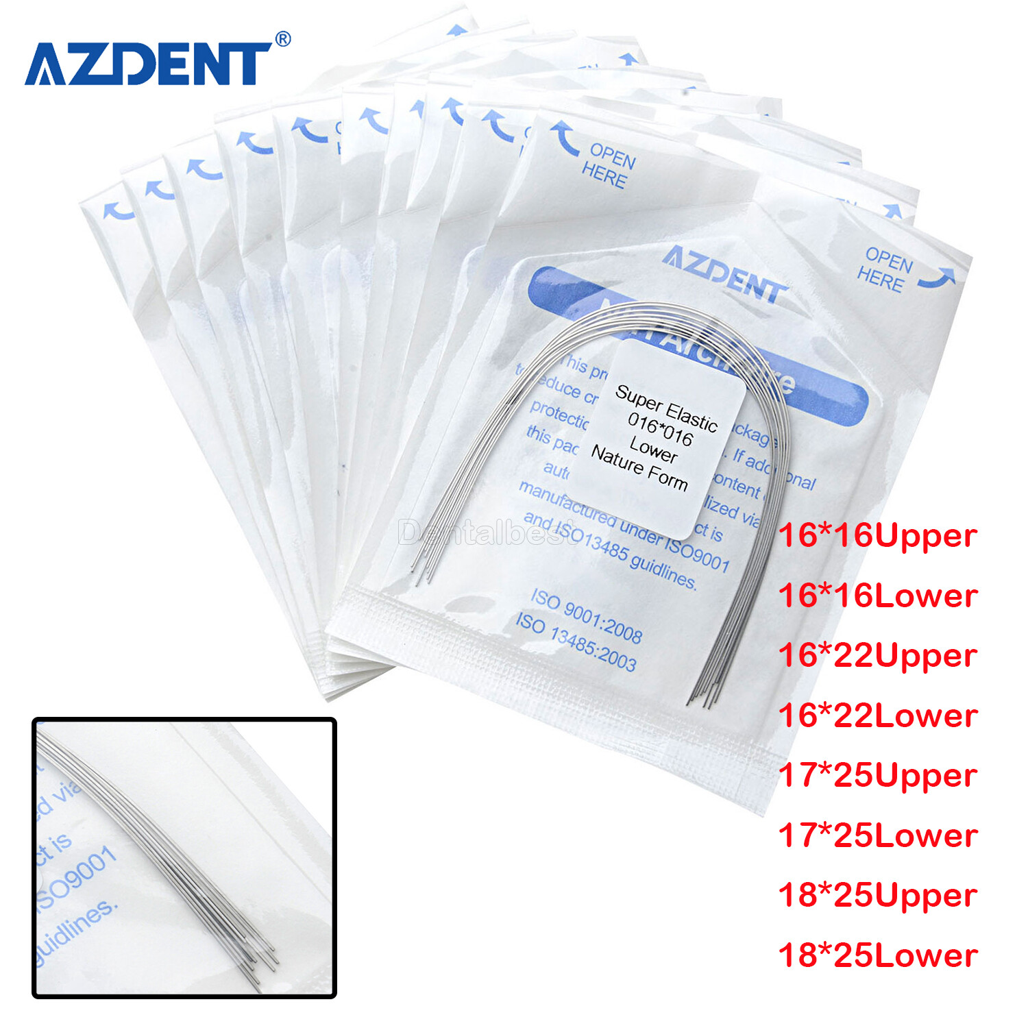 Dental Orthodontic Super Elastic Niti Arch Wire Rectangular Natural Form 10pcs