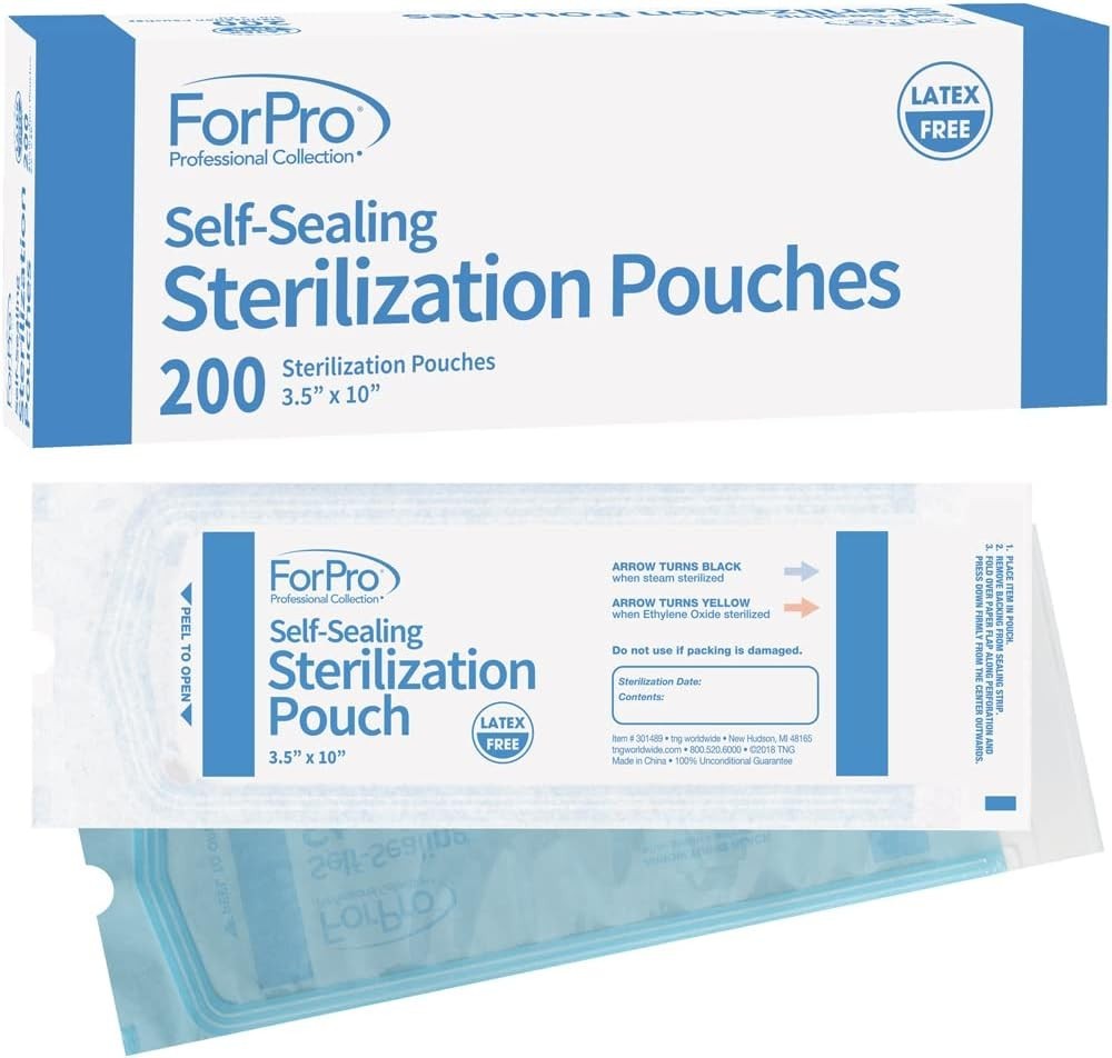 ForPro Self-Sealing Sterilization Pouches 3.5″ x 10″ Autoclave Bags (200-Count)