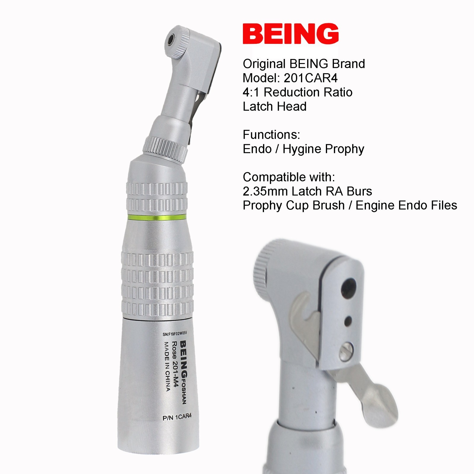 BEING Low Speed Handpiece Dental Endo Contra Angle Implant Electric 20:1 4:1 NSK