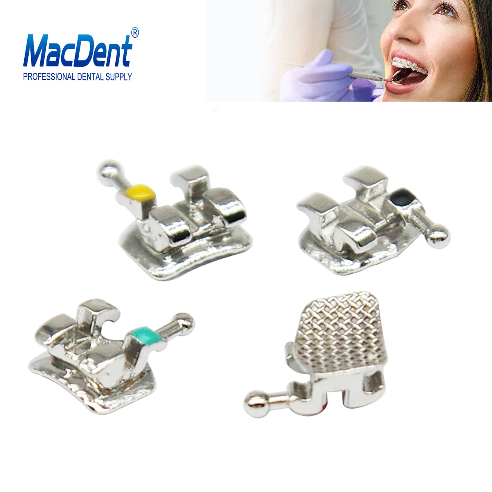 MacDent Dental Orthodontic Brackets Brace Mini Roth MBT Standard 022/018 Hooks