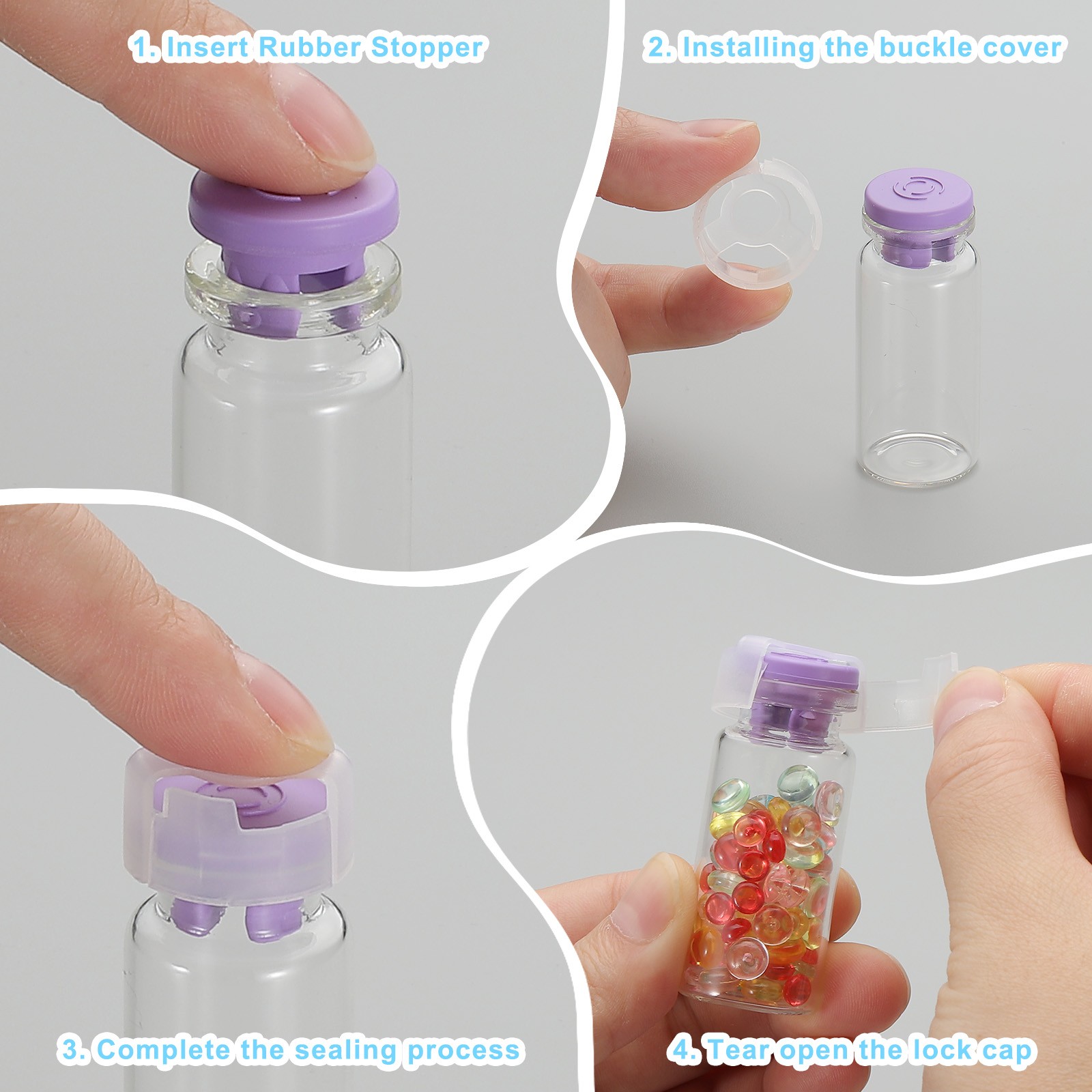 3ml Clear Glass Sample Vials, 10Pcs Small Liquid Bottles, Pink