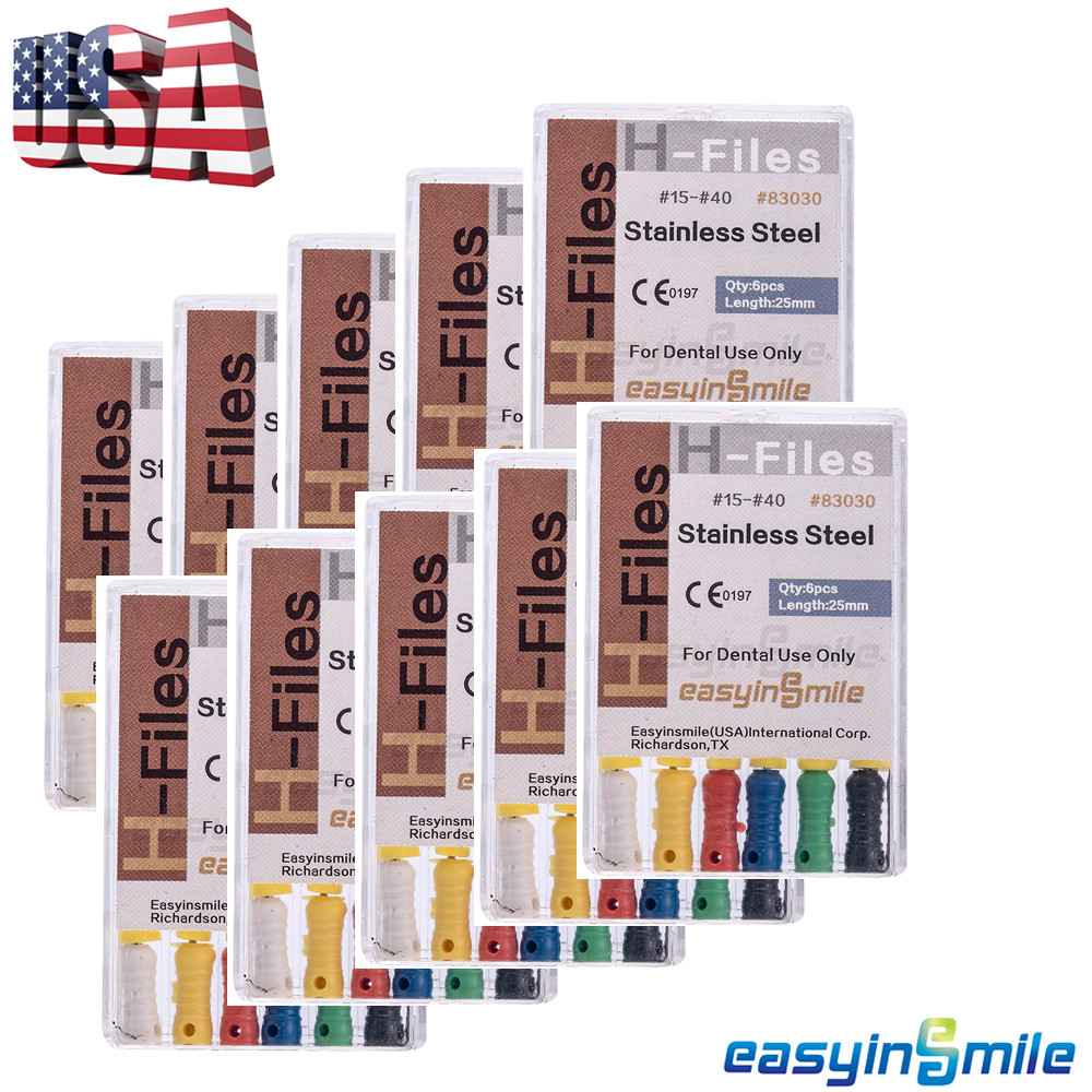 10Pack Dental H-Files Hand Use 25mm File Endodontic Stainless Steel Reamer15-40#