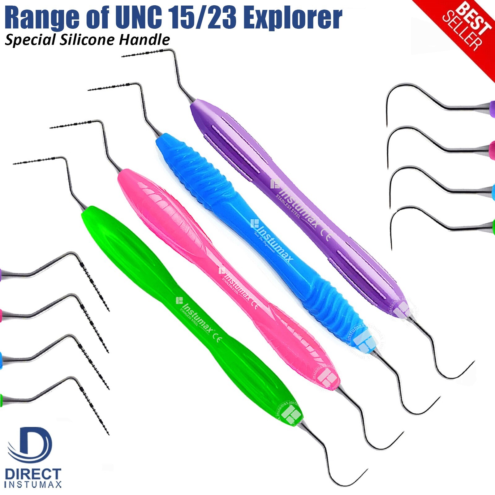 Dental Perio Probe UNC 23/15 Explorer Silicone Handle Double Ended Instruments