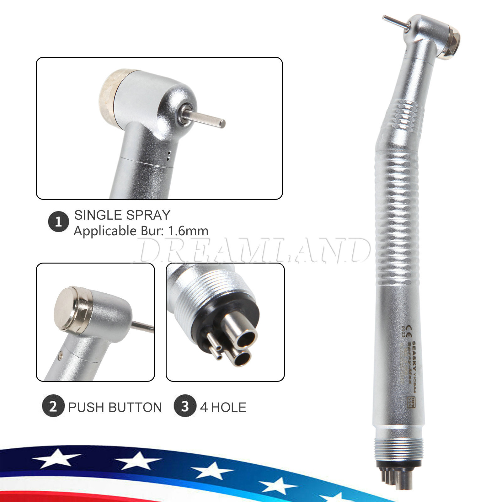 Dental High Speed Handpiece Air Turbine 2/4H Push Button / 1-10 Rotor