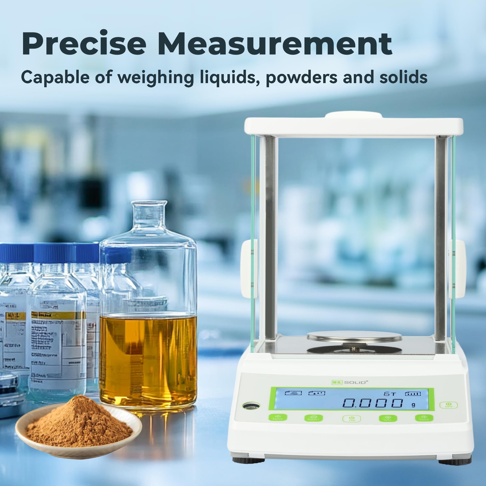 U.S. Solid 0.1mg Analytical Balance 1000g x 0.001g Precision Weighing
