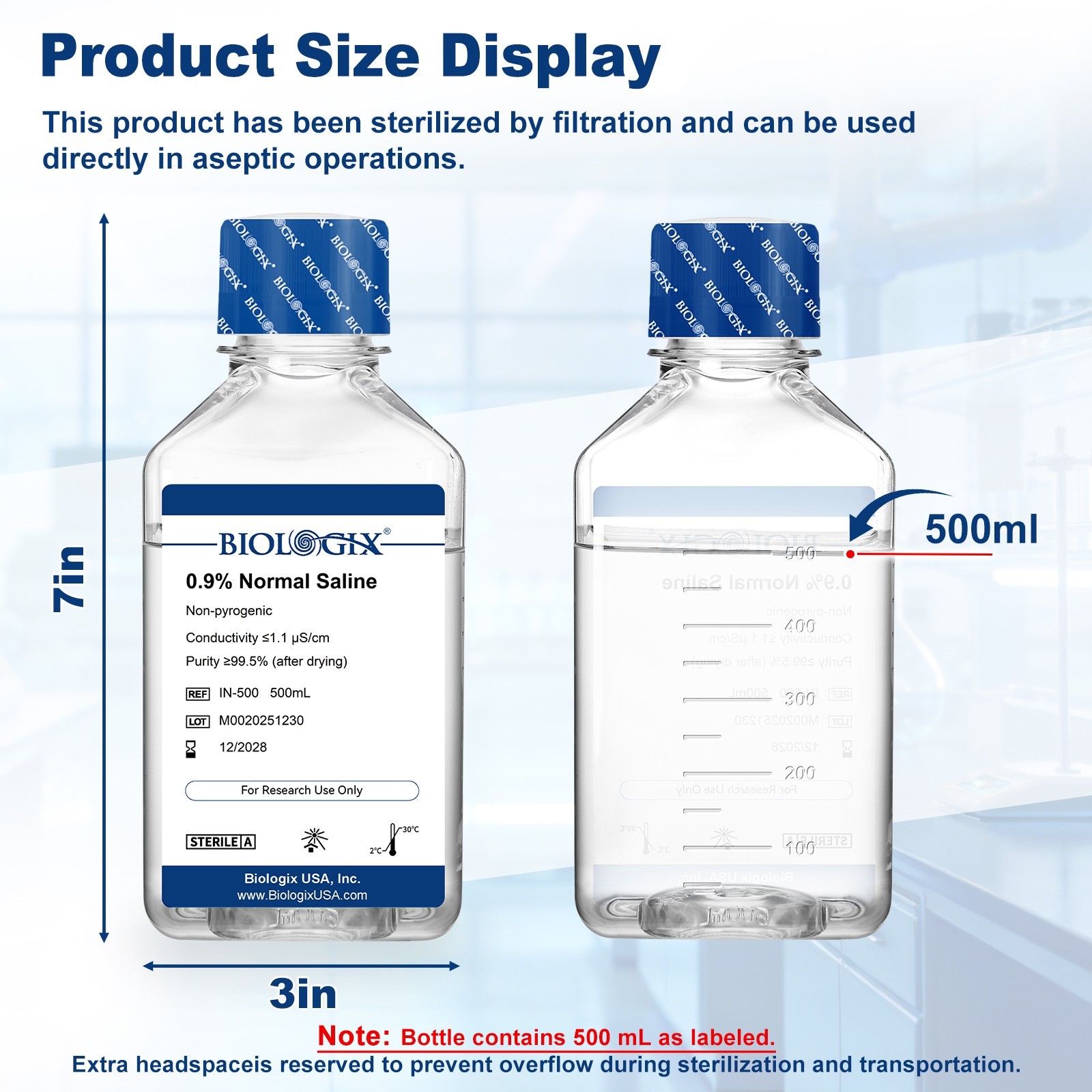 0.9% Sodium Chloride Solution, Buffer for Lab Research Only 500ml