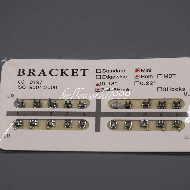 Dental Mini Roth .018 Slot 3-4-5 Hooks Orthodontic Metal Brackets Braces 50 Sets