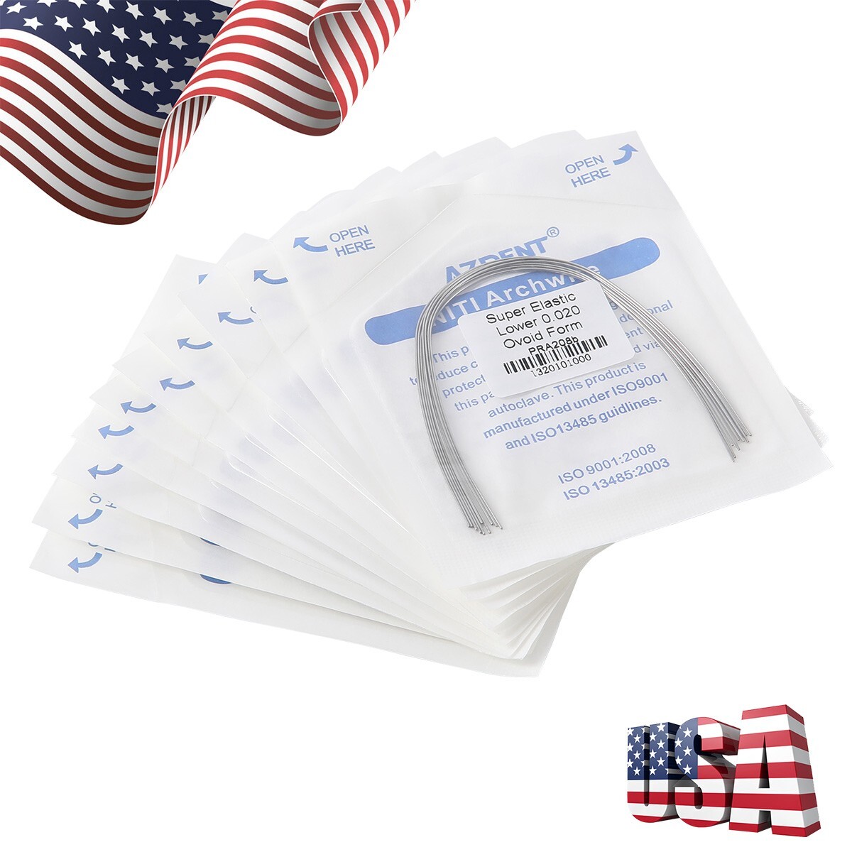 AZDENT Dental Orthodontic Arch Wire Super Elastic NiTi Ovoid Round Rectangular