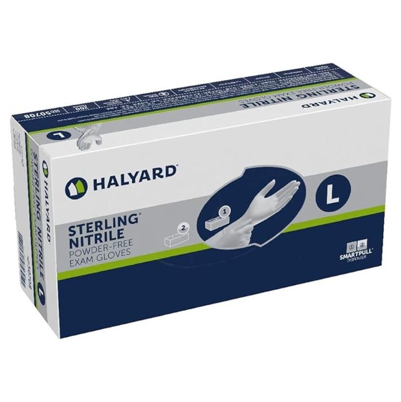 *200-Gloves* Halyard Sterling Nitrile Powder-Free Examination Large 50708