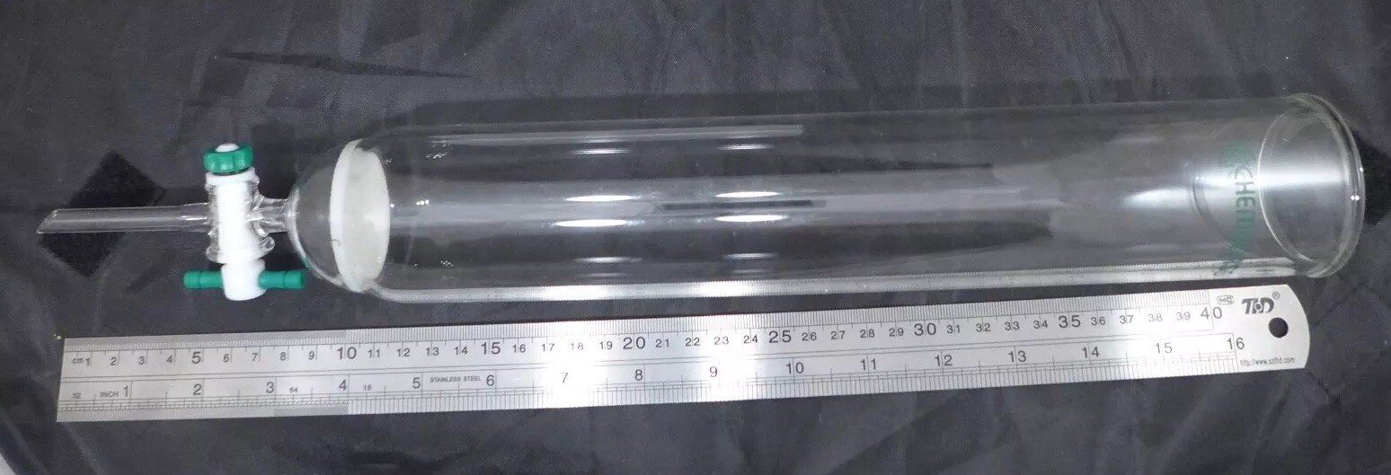 CHEMGLASS Chromatography Column, 2in ID x 12in EL, frit, PTFE 2mm #CG-1187-19